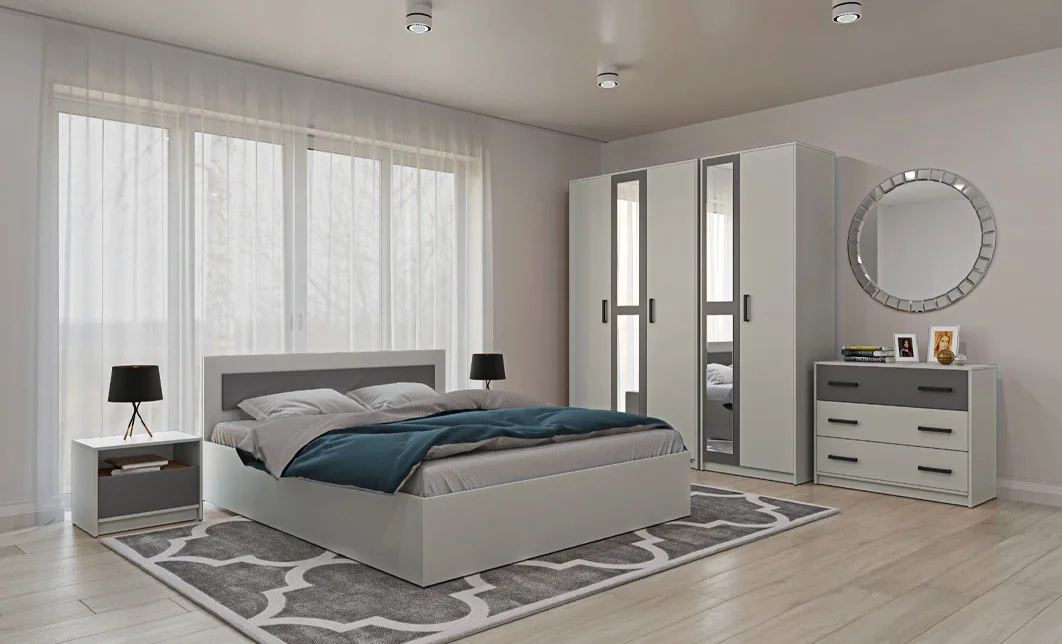 Dormitor Modern Viva Alb/Gri