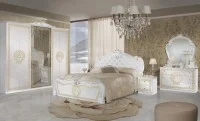 Dormitor Clasic Vilma Bianco Gold cu Dulap 6 Uși