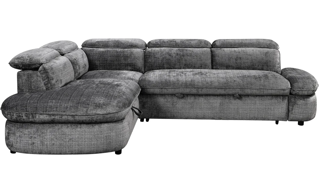 Colțar Extensibil Cremona KF7933 cu Ladă Depozitare, Șezlong Stânga, Gri 4