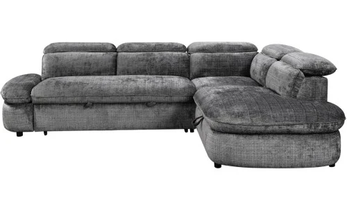 Colțar Extensibil Cremona KF7933 cu Ladă Depozitare, Șezlong Dreapta, Gri