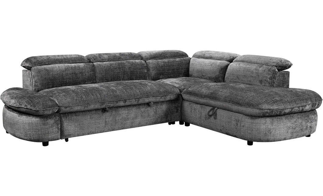 Colțar Extensibil Cremona KF7933 cu Ladă Depozitare, Șezlong Dreapta, Gri 5