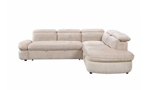 Colțar Extensibil Cremona KF7933 cu Ladă Depozitare, Șezlong Dreapta, Bej