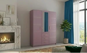 Dulap Bali 2 D3 Lila cu Oglindă și 3 Uși