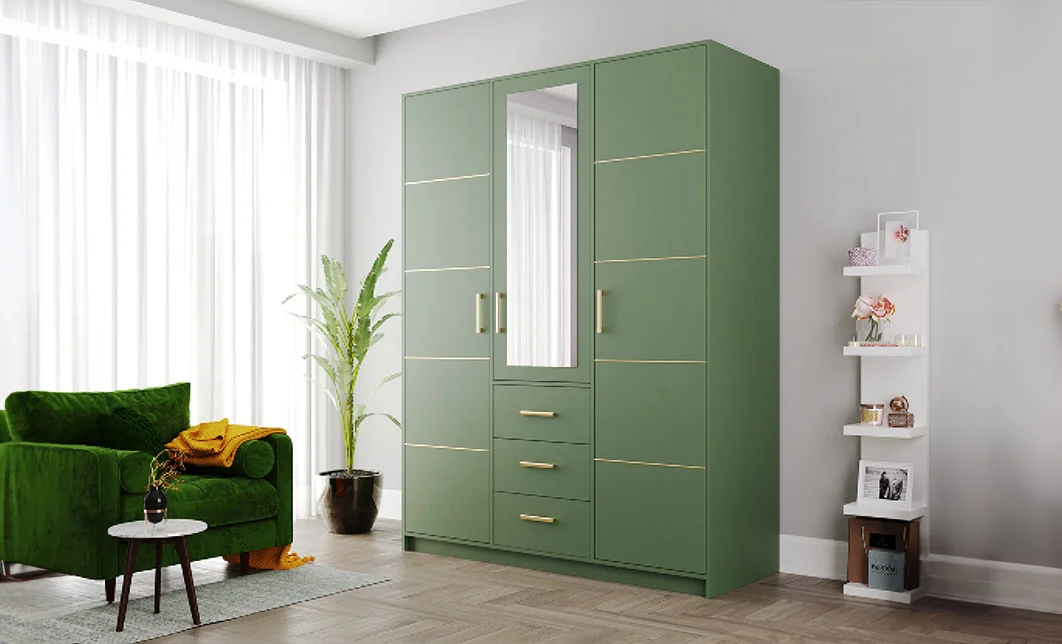 Dulap Bali 2 D3 Verde cu Oglindă și 3 Uși 5
