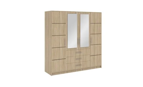 Dulap Bali 4 Usi D4 Sonoma cu Oglinda 196 cm