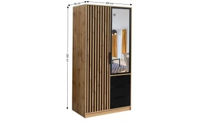 Dulap Bali Lux 2 Usi D2 cu Riflaj si Oglinda