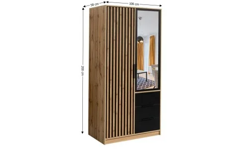 Dulap Bali Lux 2 Usi D2 cu Riflaj si Oglinda