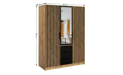 Dulap Bali Lux 3 Usi D3 cu Riflaj si Oglinda