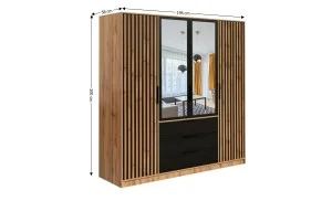 Dulap Bali Lux cu 4 Usi D4 cu Riflaj si Oglinda