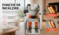 Fotoliu de Masaj A035 Bej/Gri, Masaj pentru Cap și Frunte, Neck Focus, Zero Gravity, Încălzire, Bluetooth 5