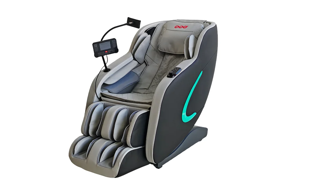 Fotoliu de Masaj A035 Bej/Gri, Masaj pentru Cap și Frunte, Neck Focus, Zero Gravity, Încălzire, Bluetooth