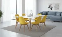 Set Masă Living SL673 Albă cu 6 Scaune de Living J900 Galbene 6