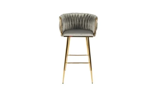 Scaun Bar KJC365 Gri & Picioare Aurii