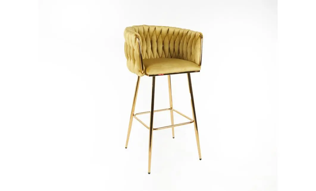 Scaun Bar KJC365 Mustar & Picioare Aurii
