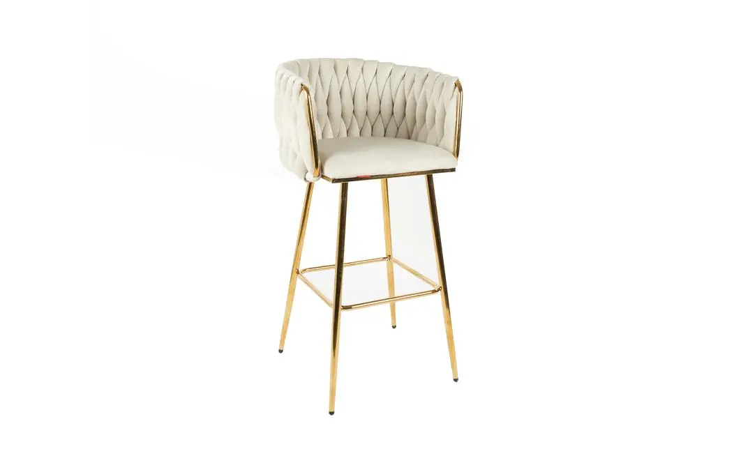 Scaun Bar KJC365 Bej & Picioare Aurii