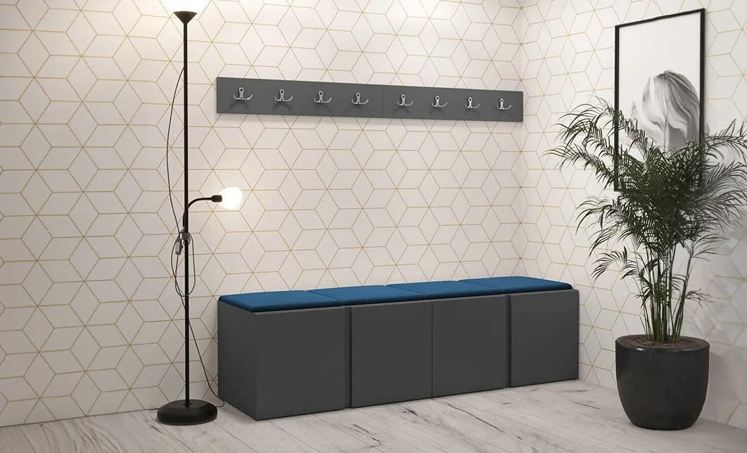 Cuier Hol Luca 14, Grafit/Albastru - Manila 26