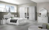 Dormitor Clasic Luisa Bianco Silver cu Dulap 6 Uși