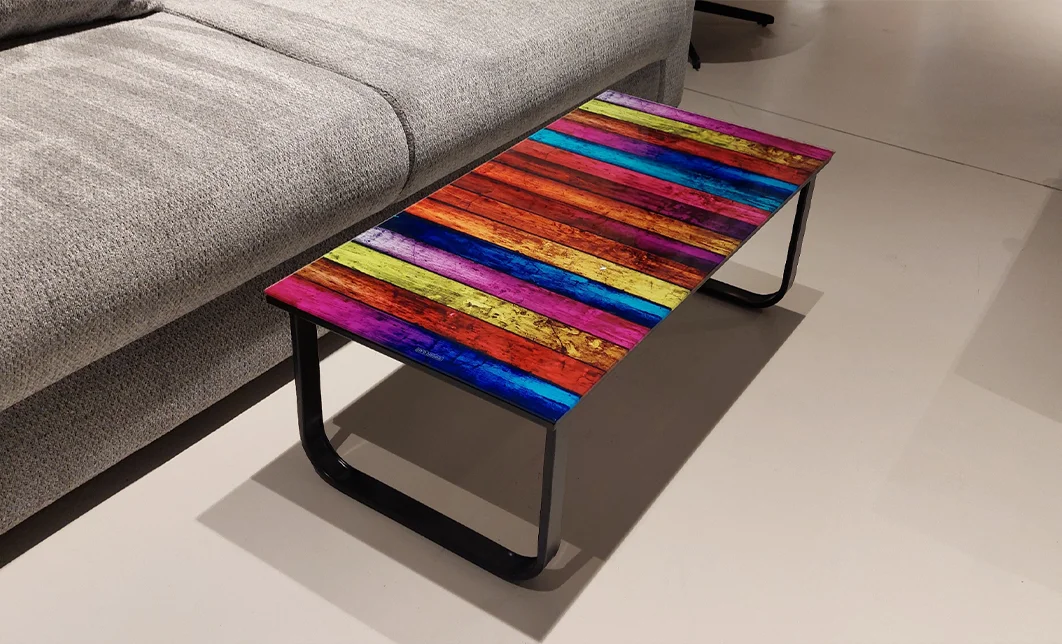 Măsuță cafea  cu blat din sticla KJCT158, model multicolor 2