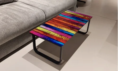 Măsuță cafea  cu blat din sticla KJCT158, model multicolor