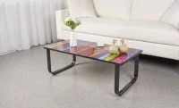 Măsuță cafea  cu blat din sticla KJCT158, model multicolor