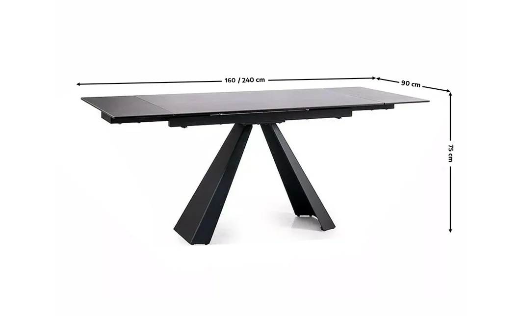 Masa Living Extensibila Blat Ceramic Salvadore Gri/Negru Mat 1