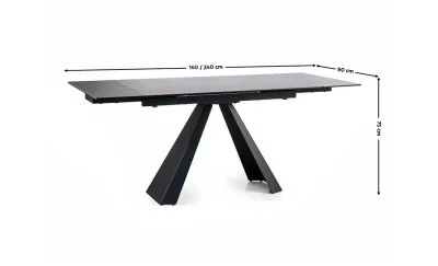 Masa Living Extensibila Blat Ceramic Salvadore Gri/Negru Mat