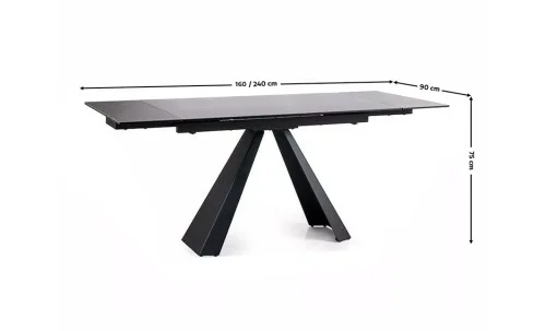 Masa Living Extensibila Blat Ceramic Salvadore Gri/Negru Mat