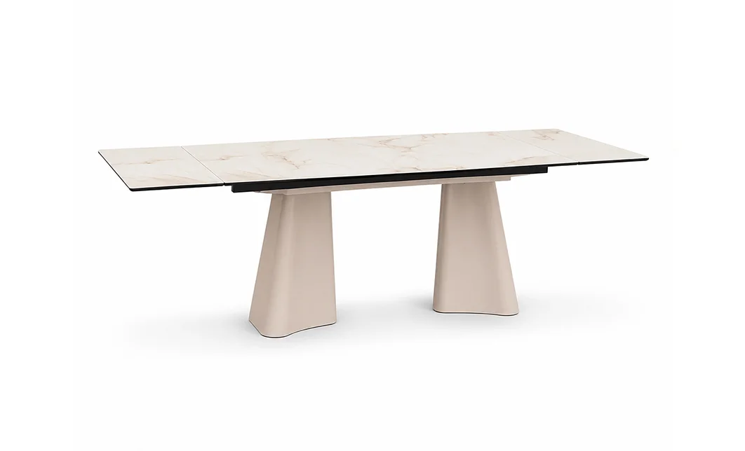 Masa Living Extensibila Blat Ceramic Alb Marmura CT234