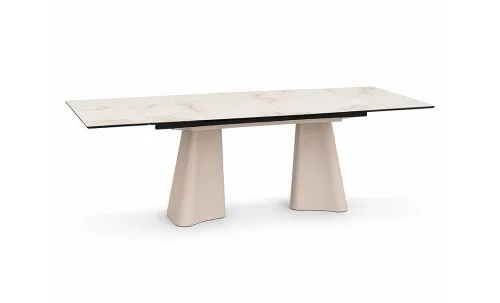 Masa Living Extensibila Blat Ceramic Alb Marmura CT234