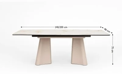 Masa Living Extensibila Blat Ceramic Alb Marmura CT234