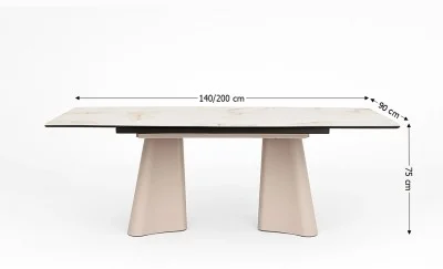 Masa Living Extensibila Blat Ceramic Alb Marmura CT234