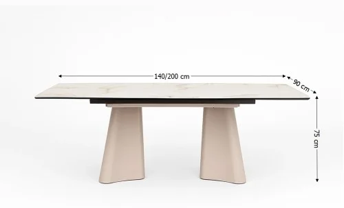 Masa Living Extensibila Blat Ceramic Alb Marmura CT234