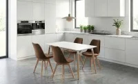 Set Masă Living SL673 Albă cu 4 Scaune J901 Maro