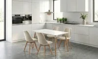Set Masă Living SL673 Albă cu 4 Scaune J901 Bej