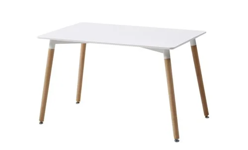 Set Masă Living SL673 Albă cu 6 Scaune de Living KJC5304 Negre