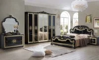Dormitor Clasic Paloma Nero Gold cu Dulap 6 Uși 1