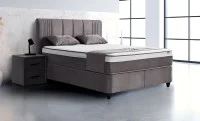 Set Pat Tapitat cu Saltea Belicia Gri, 160 x 200 