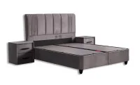 Set Pat Tapitat cu Saltea Belicia Gri, 160 x 200  8