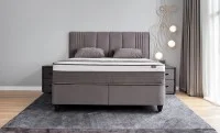 Set Pat Tapitat cu Saltea Belicia Gri, 160 x 200  5