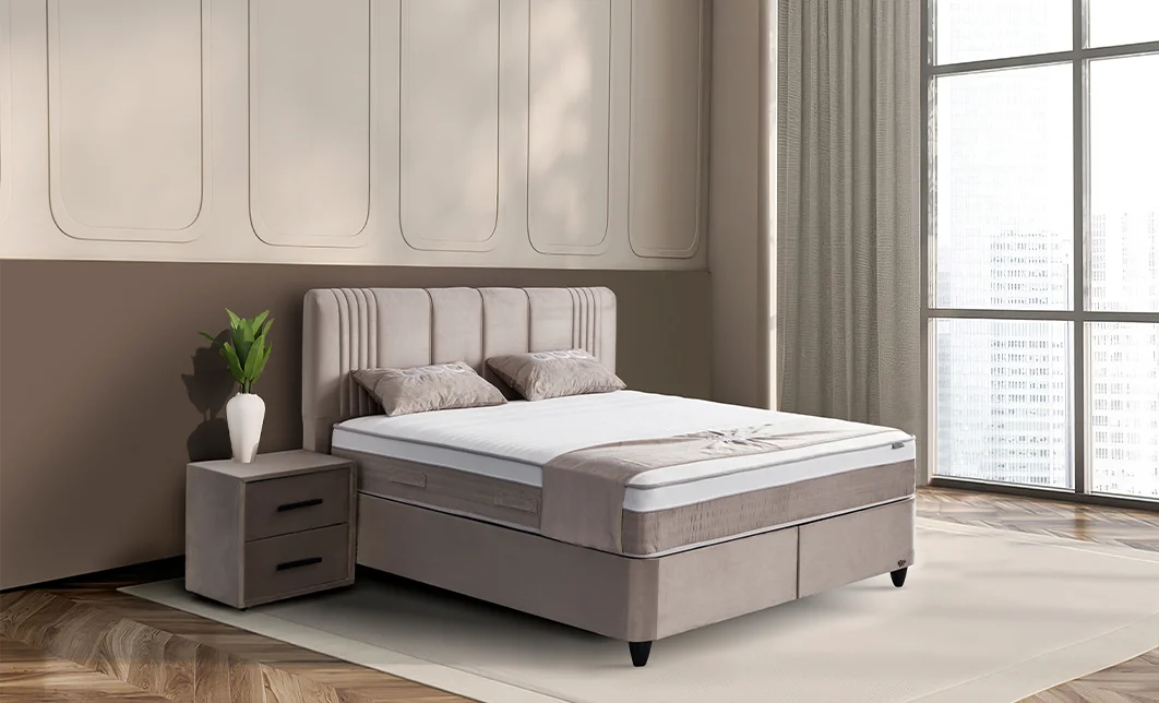 Set Pat Tapitat cu Saltea Belicia Bej, 160 x 200 6