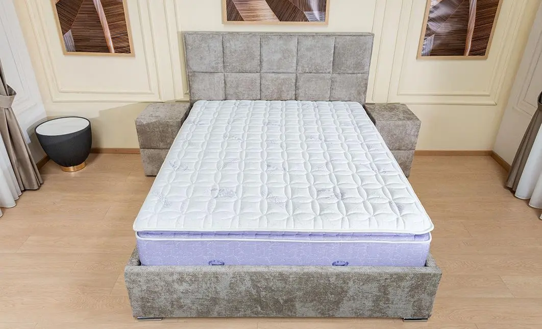 Pat Tapitat Klaus 3, bej deschis/somieră rabatabilă, 140x200 7