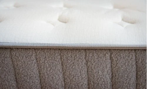 Set Pat Tapitat cu Saltea si Somiera Split Gri Deschis, 160x200