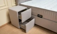 Set Pat Tapitat cu Saltea si Somiera Split Gri Deschis, 160x200