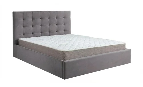 Set Pat Tapițat Cremona KJB5734 Gri cu saltea Bonell si Somieră rabatabilă, 160x200 cm