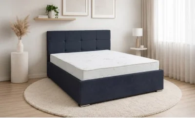 Set Pat Fresh cu Saltea Aloe Vera și Somieră Rabatabilă, 160x200, Albastru Închis 
