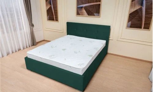 Pat Tapitat Fresh, Verde Smarald /Somieră rabatabilă 140x200