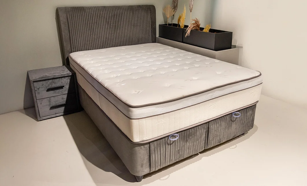Set Pat Tapitat cu Saltea Bella Grey 180x200 8