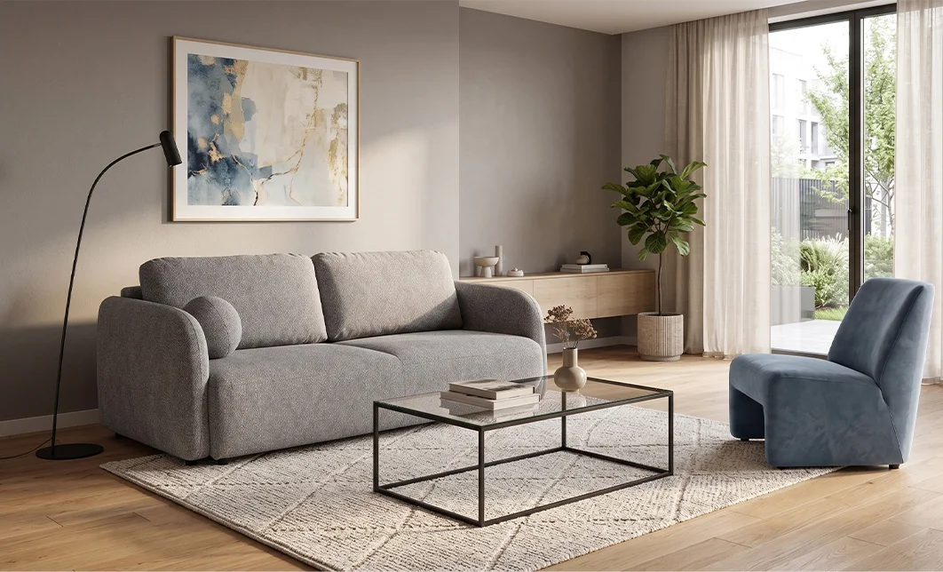 Canapea Extensibilă Santiago , Cu Ladă Depozitare, Stofă Premium Blur 18