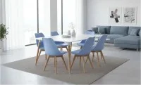 Set Masă Living SL673 Albă cu 6 Scaune de Living J900 Albastre 6