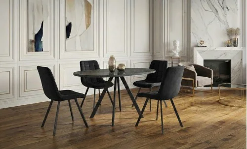 Set Masă Living Extensibilă Set Masă Extensibilă DTW0902MBE Gri cu 4 Scaune J265 Negre